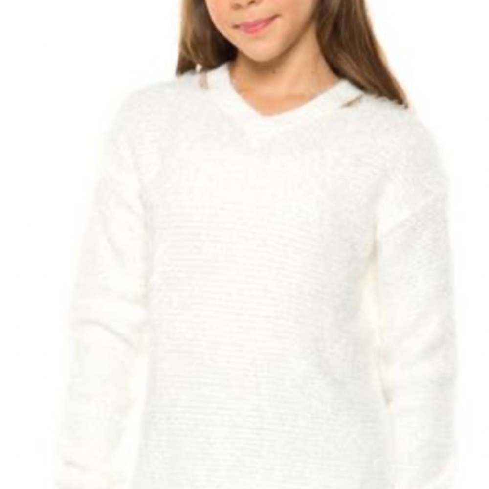 NWT Girls Dex Ivory Fuzzy Sweater in Ivory L 12